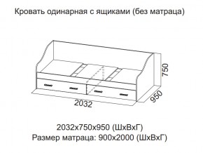 Кровать одинарная с ящиками (Без матраца 0,9*2,0) в Верхнеуральске - verhneuralsk.магазин96.com | фото